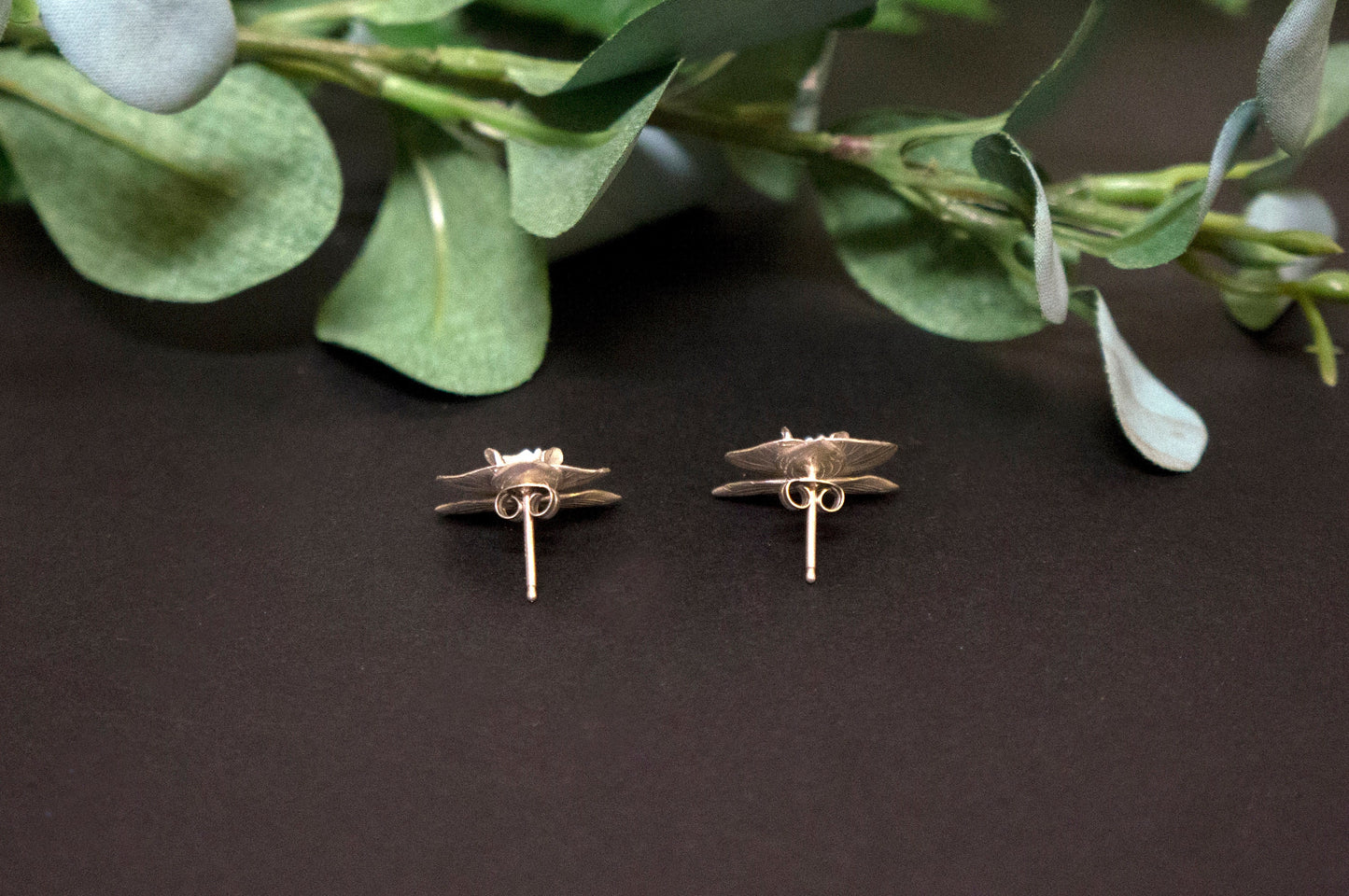 Orchid sterling silver ear studs