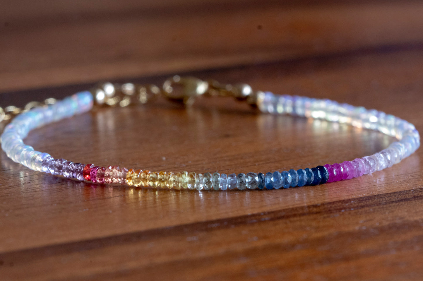 Rainbow sapphire and opal bracelet