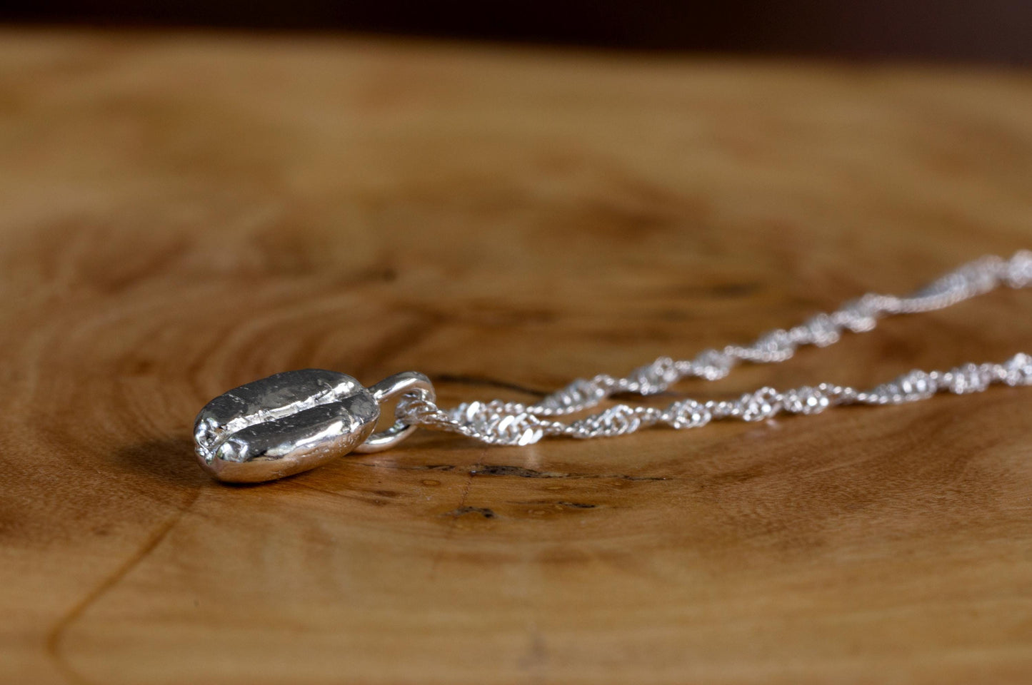 coffee bean sterling silver necklace