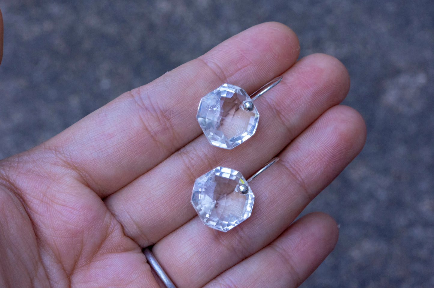 Minimalist square quartz drop earrings