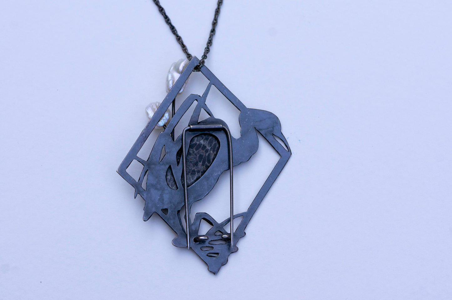 Blue heron brooch and necklace