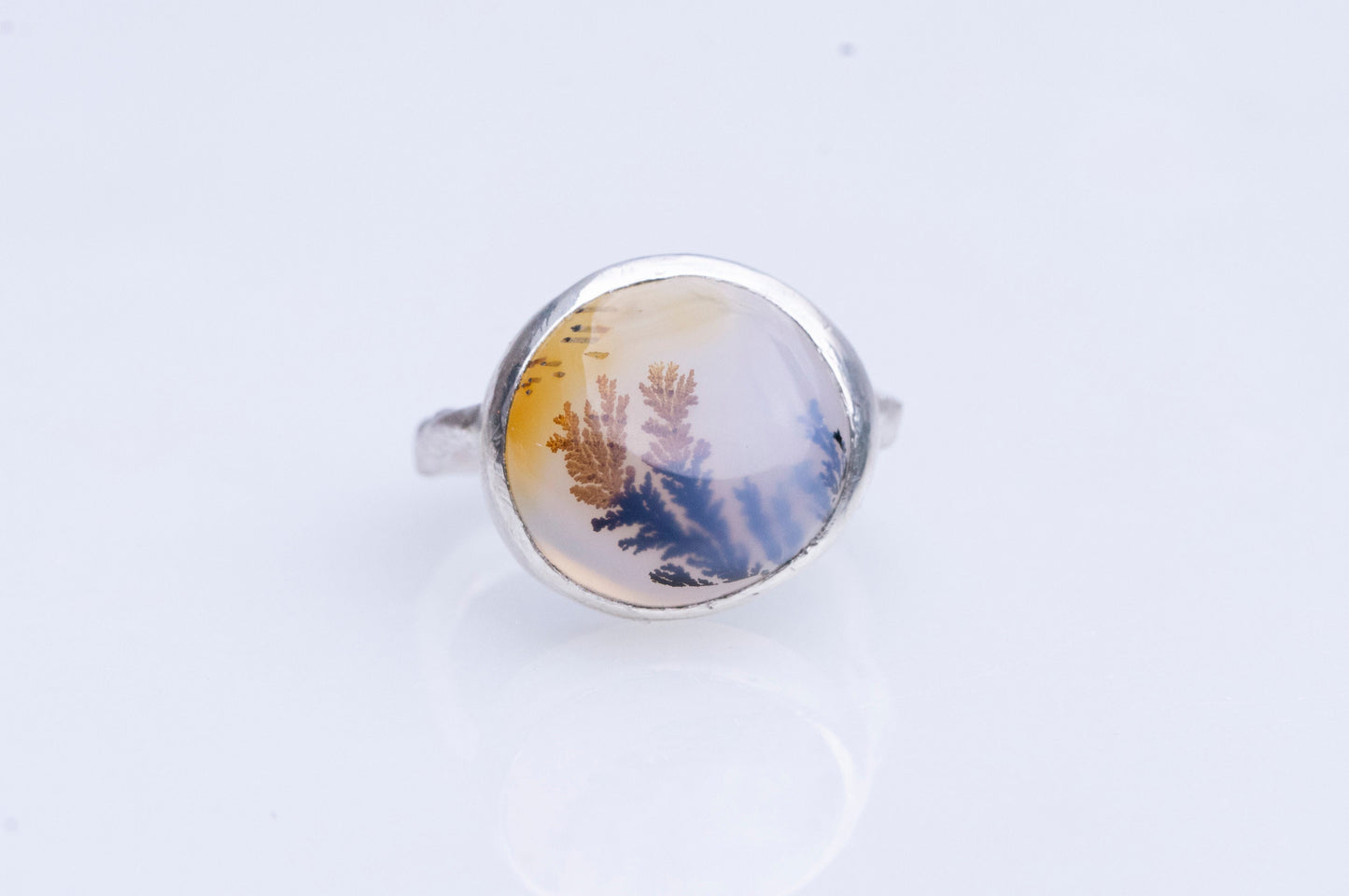 Dendritic agate twig ring