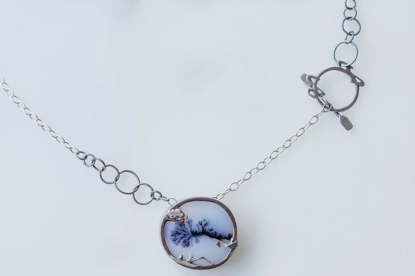 "Row your boat" dendritic agate brooch and necklace
