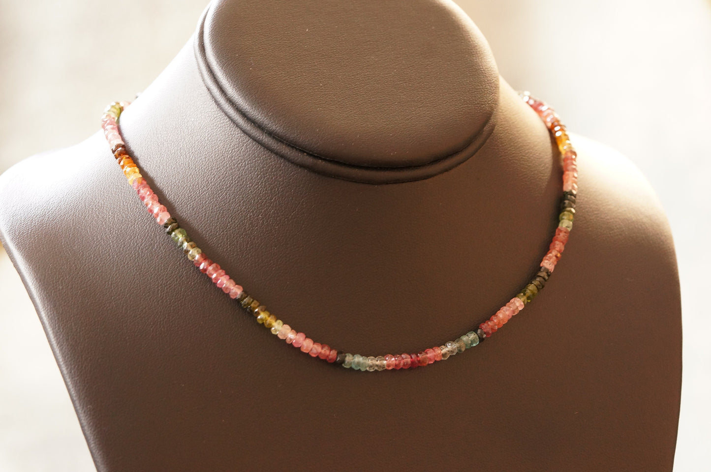 Multicolor tourmaline bead necklace