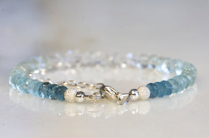 Ombre aquamarine and Herkimer diamond bracelet