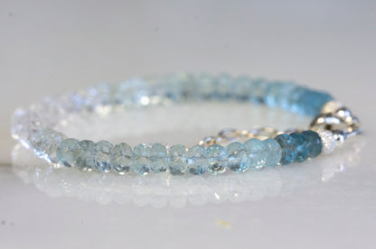 Ombre aquamarine and Herkimer diamond bracelet