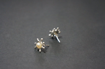 Water splash silver ear studs
