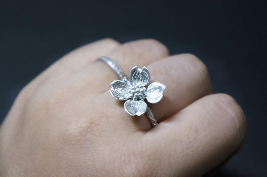 Dogwood sterling silver ring