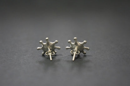 Water splash silver ear studs
