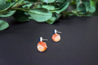carnelian and blue kyanite drop earrings