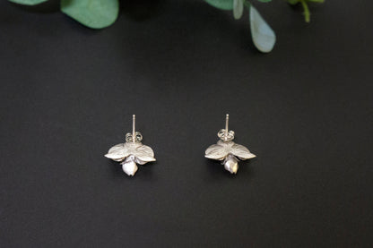 Orchid sterling silver ear studs