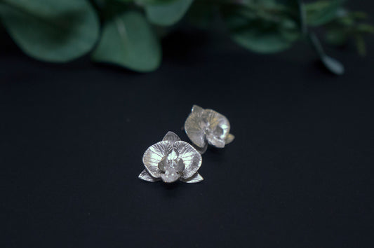 Orchid sterling silver ear studs