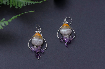 Bumblebee jasper bell flower dangle earrings