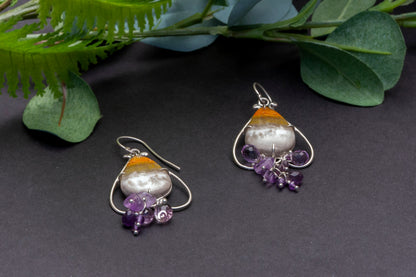 Bumblebee jasper bell flower dangle earrings