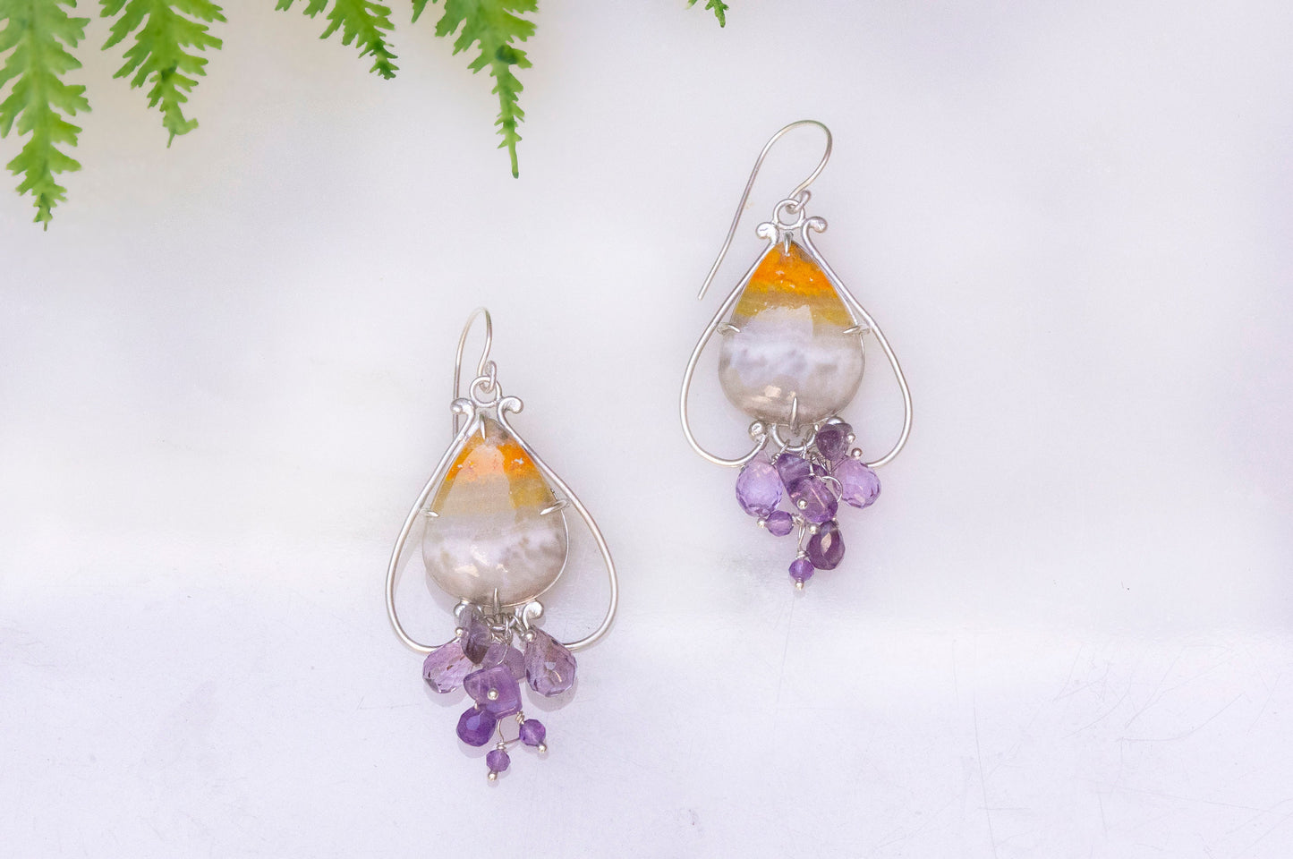 Bumblebee jasper bell flower dangle earrings