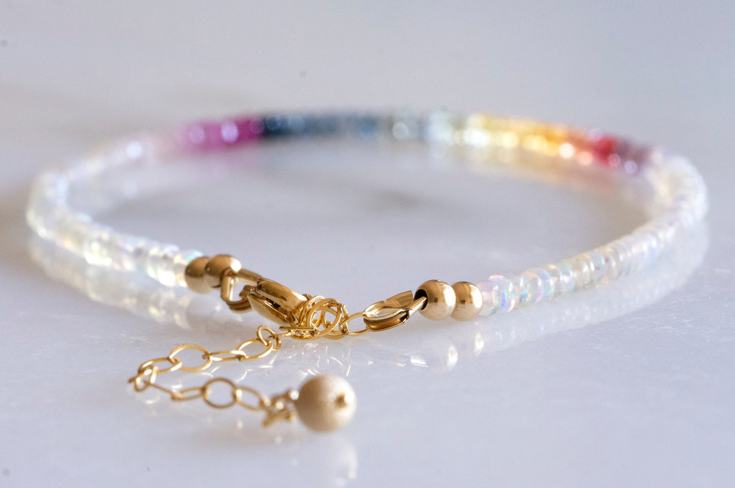 Rainbow sapphire and opal bracelet