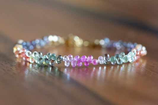Multicolor Sapphire teardrop beads bracelet