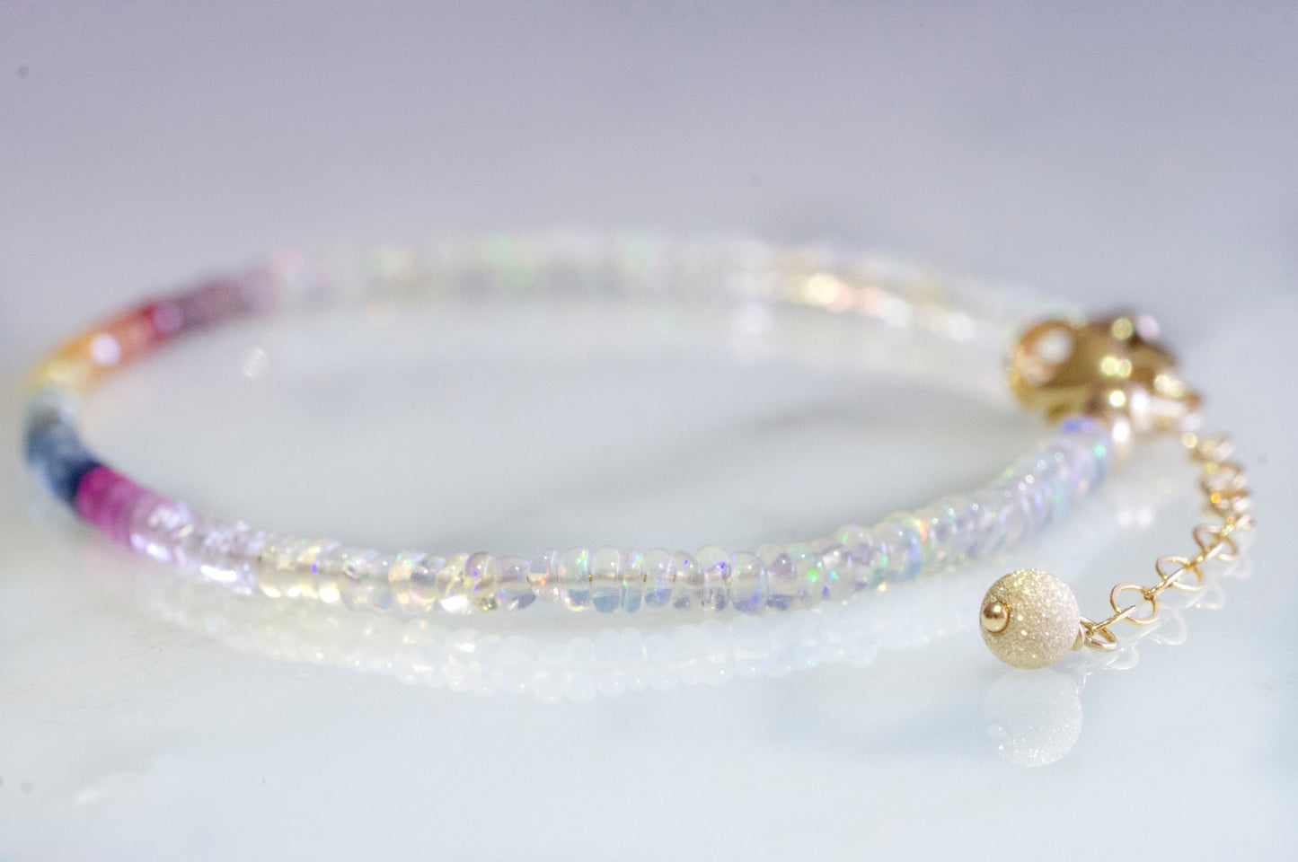 Rainbow sapphire and opal bracelet