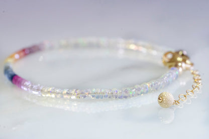 Rainbow sapphire and opal bracelet