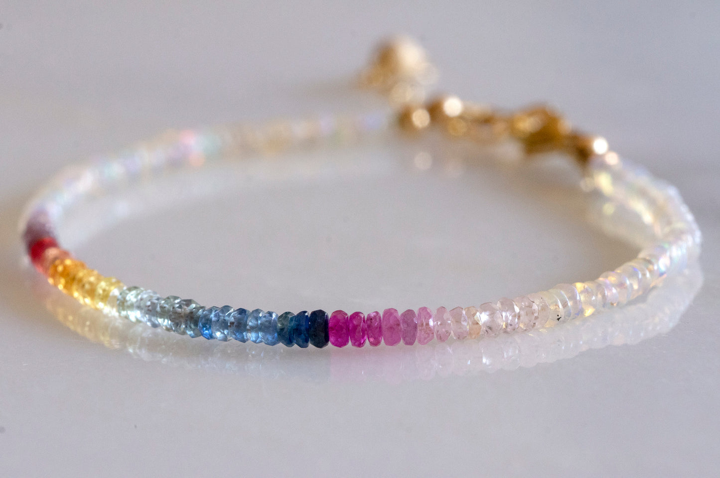 Rainbow sapphire and opal bracelet