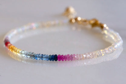 Rainbow sapphire and opal bracelet