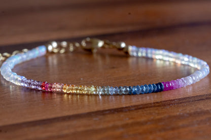 Rainbow sapphire and opal bracelet