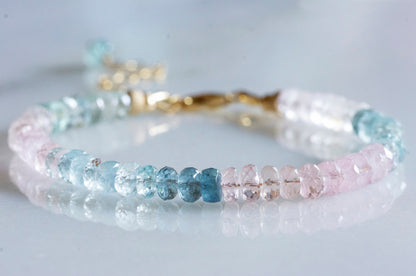 Aquamarine morganite gold bracelet
