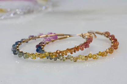 Sapphire rainbow hoop earrings