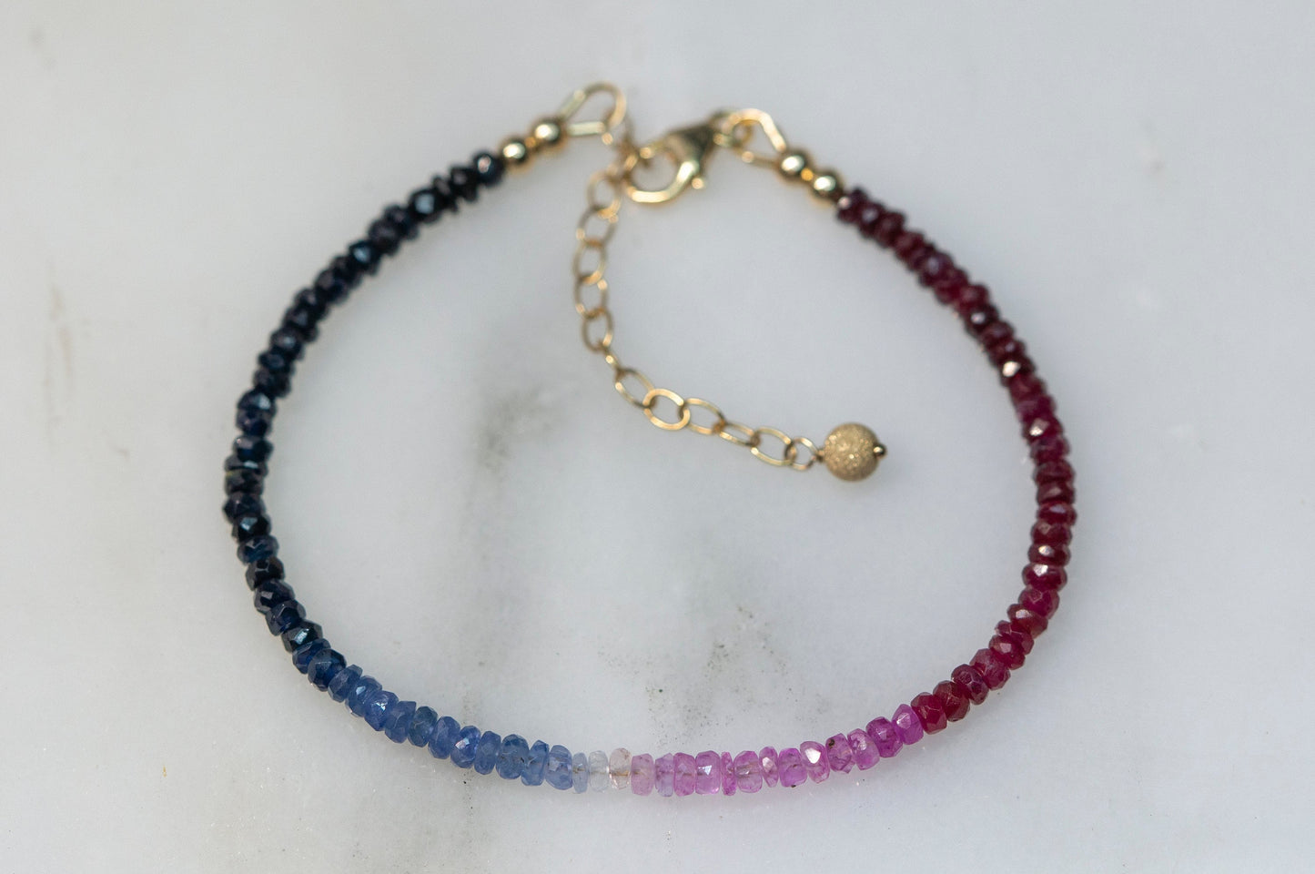 Ruby and Sapphire ombre beads bracelet