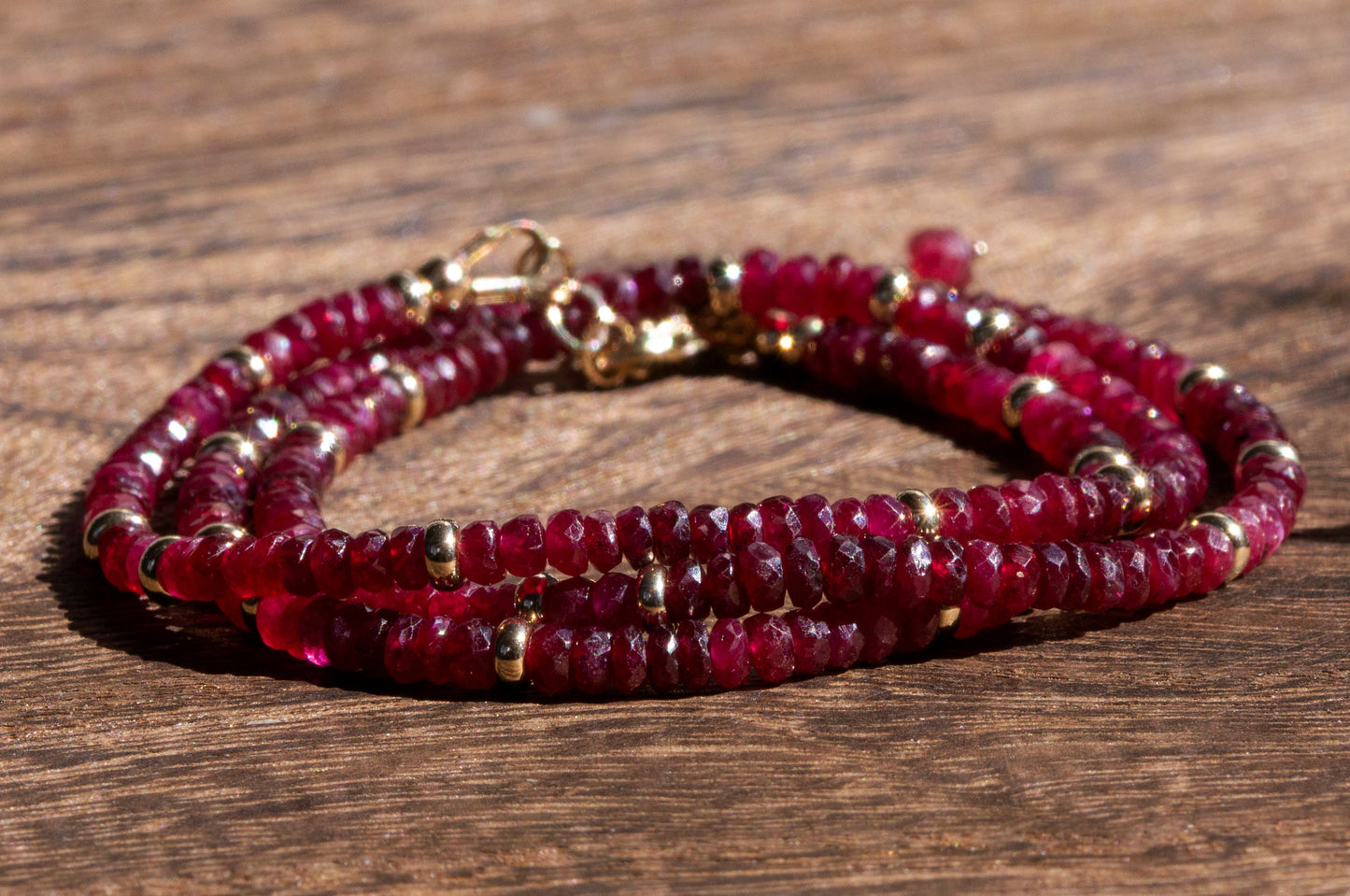 Ruby and gold bead necklace