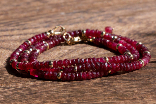 Ruby and gold bead necklace
