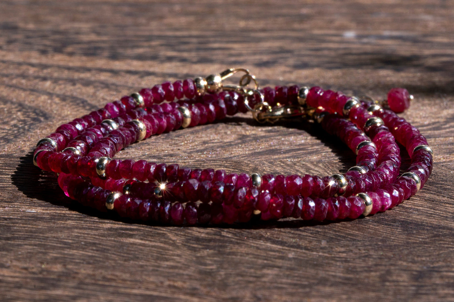 Ruby and gold bead necklace