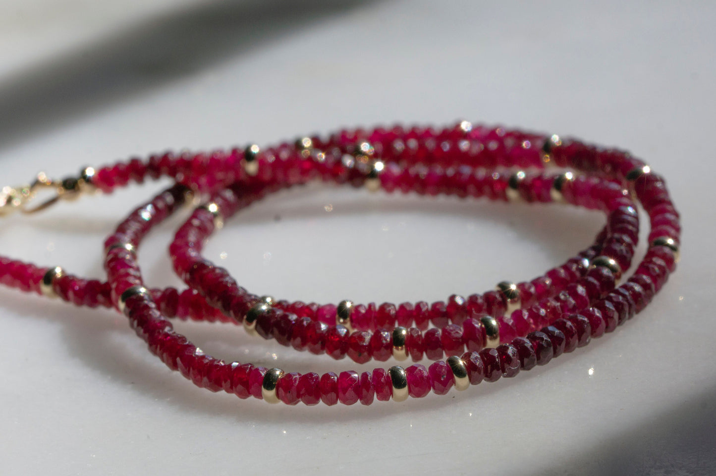 Ruby and gold bead necklace