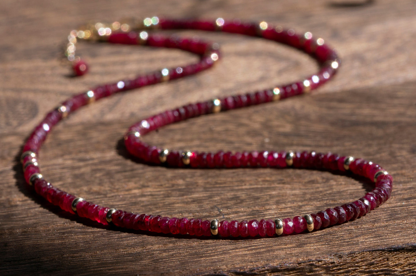 Ruby and gold bead necklace