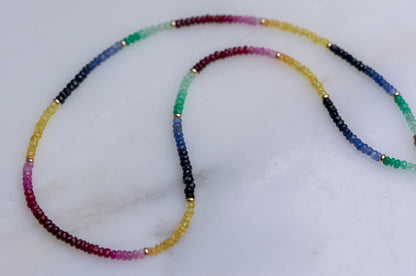 14k gold multi gemstone necklace