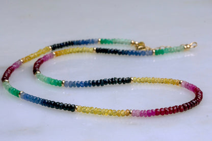 14k gold multi gemstone necklace