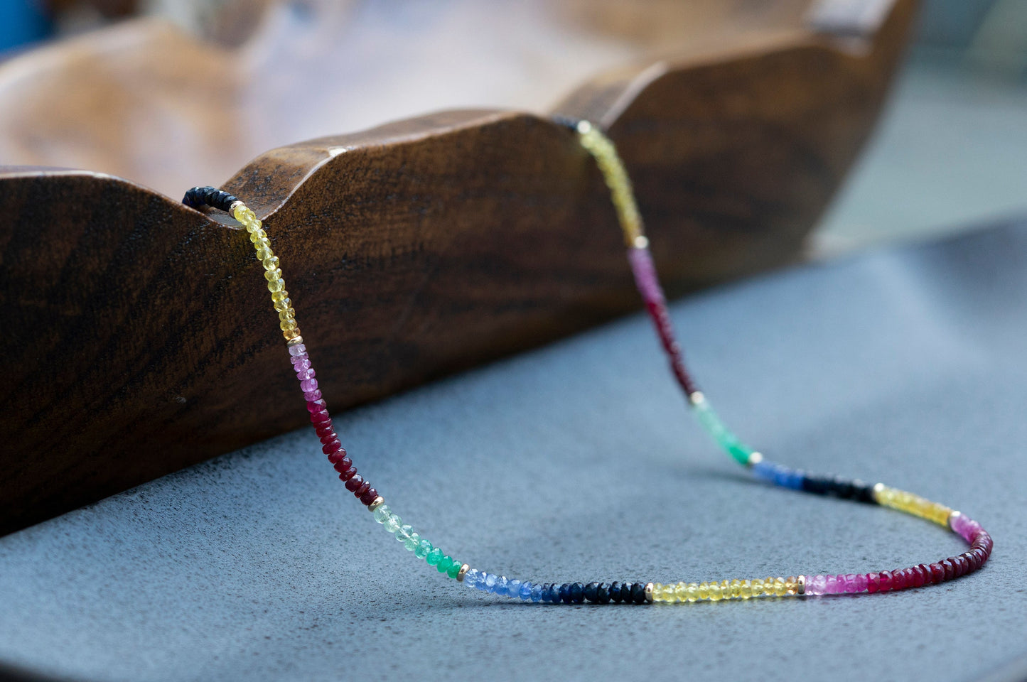 14k gold multi gemstone necklace