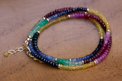 14k gold multi gemstone necklace