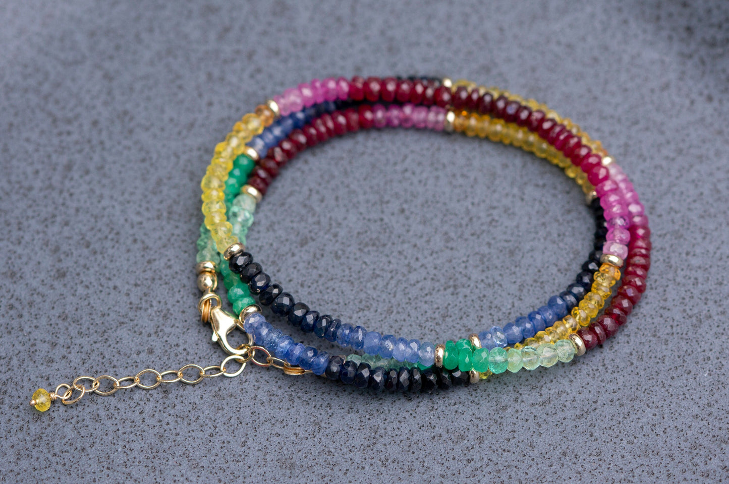 14k gold multi gemstone necklace