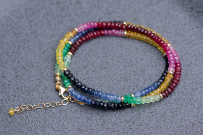 14k gold multi gemstone necklace