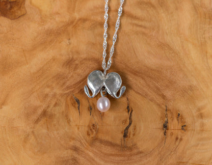 Bleeding heart sterling silver necklace