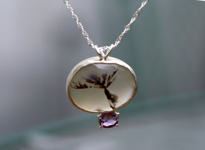 Dendritic agate sterling silver necklace