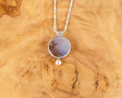 Dendritic agate sterling silver pendant
