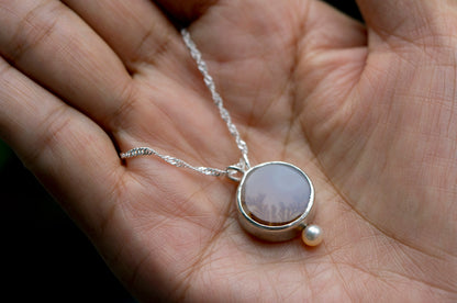 Dendritic agate sterling silver pendant