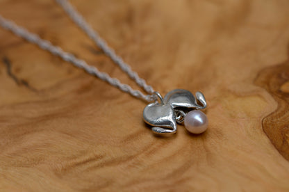 Bleeding heart sterling silver necklace