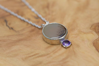 Dendritic agate sterling silver pendant