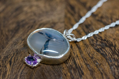 Dendritic agate sterling silver necklace