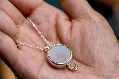 Dendritic agate and citrine silver pendant