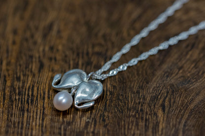 Bleeding heart sterling silver necklace