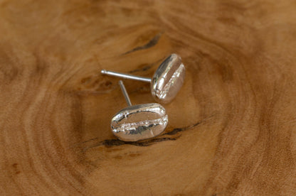 coffee bean sterling silver ear studs